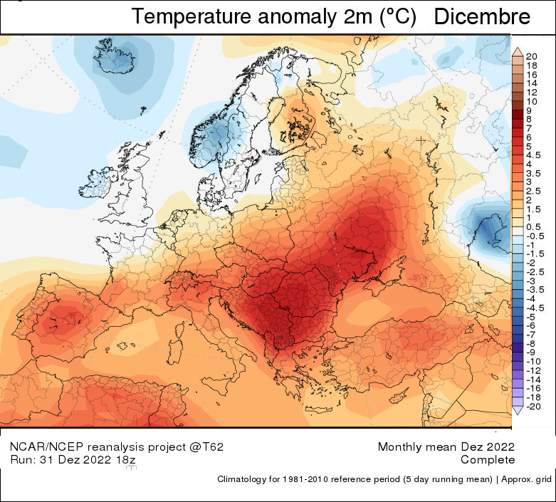 ipotesi temperatura a fine dicembre 2022